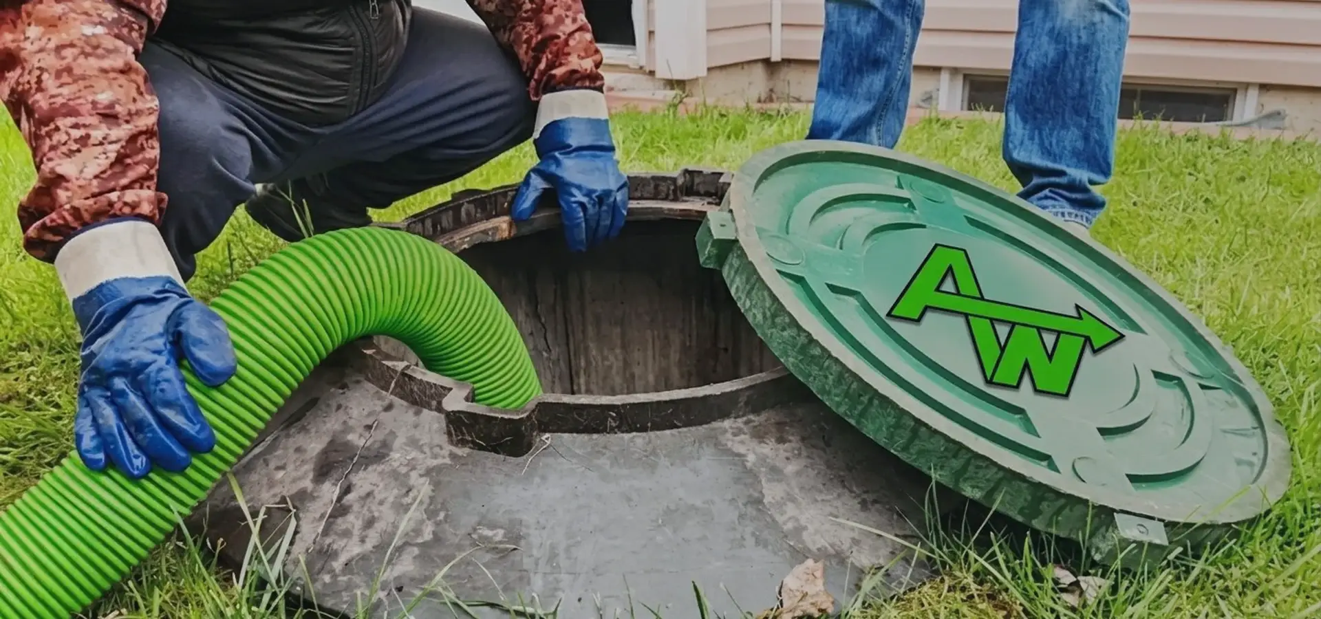 Awesco Septic technician pumping a septic tank